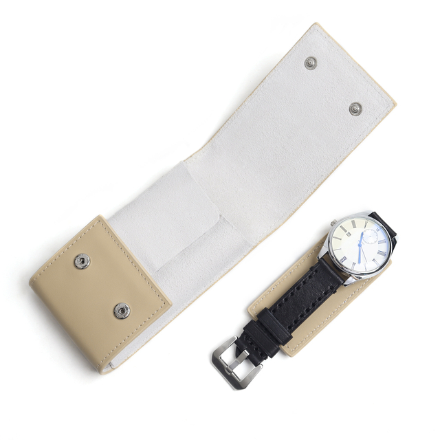 Premium Top-Grain Leather Single Watch Pouch with Double-Layer Flannel Protection | CSLWB Wholesale