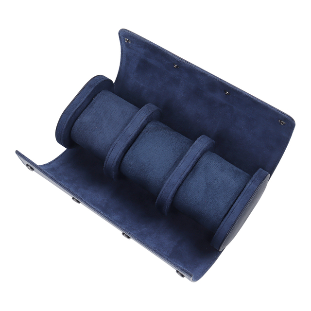 High Quality Navy Top Grain Genuine Leather Watch Roll From CSLWB Leather Products Factory