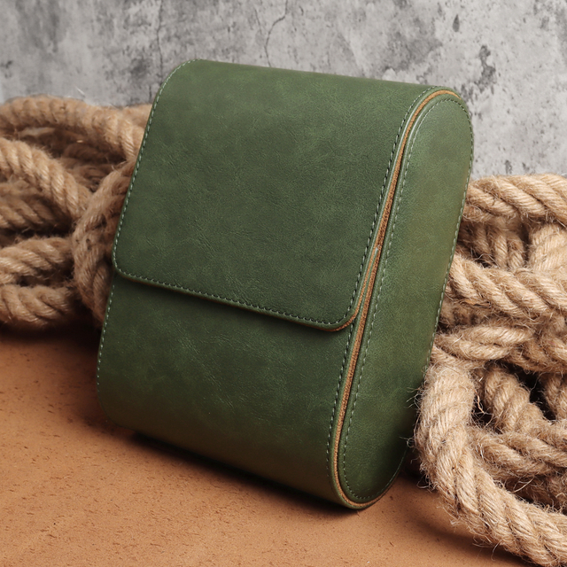 OEM Green Top Grain Cow Leather Watch Box with 4 Slot From CSLWB Watch Storage Box Manufacturer