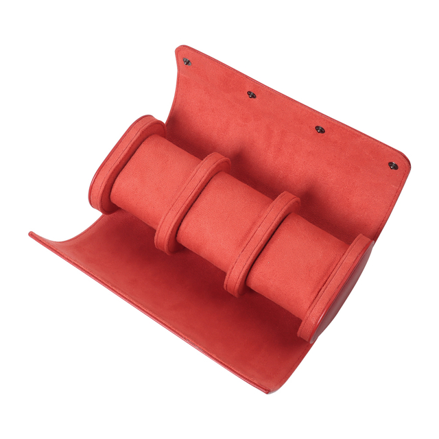 Wholesale Red Triple Style Genuine Leather Watch Roll From CSLWB Leather Goods Manufacturer