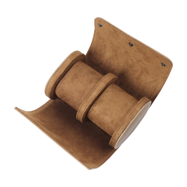Custom Brown Double Style Genuine Leather Watch Roll From CSLWB Leather Products Factory