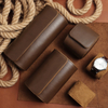 Custom Brown Top Grain Cow Leather Watch Roll From CSLWB Watch Storage Box Maunfacturer