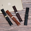Top Grade Genuine Cow Leather Watch Strap Classic Bamboo Striped Pattern Cattlehide Watch Band With Automatic Butterflr Buckle Clasp 