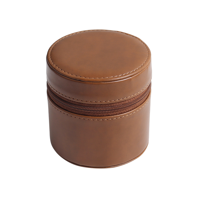 CSLWB Premium Genuine Leather Single Watch Travel Boxes | Portable Cylindrical Jewelry Gift Box with Removable Soft Pillow