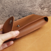 Wholesale Brown Top-Grain Leather Single Watch Pouch – Minimalist Travel Case with Snap Button | CSLWB Wholesale