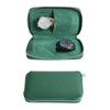 Premium Palm Grain Top-Grain Leather Zip-Around Watch Pouch - Dual-Slot "Double-Door" Design in Forest Green