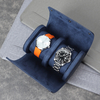 High Quality Navy Top Grain Genuine Leather Watch Roll From CSLWB Leather Products Factory