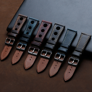 Wholesale Cowhide Genuine Leather Watch Strap Sports Rally Racing Calf Wrist Band Sunitable For Universal Watches Replacement Oil Waxed Retro Vintage Watch Bracelet