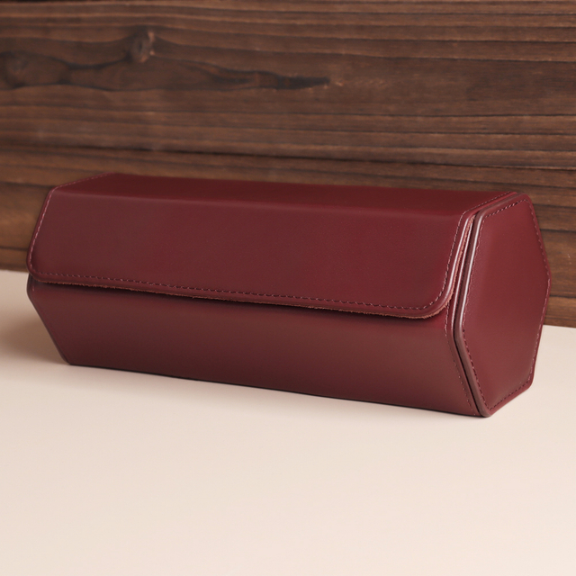 OEM Red Top Grain Genuine Leather Watch Roll with 1 Slot/2 Slot/3 Slot Leather Products Manufacturer
