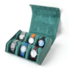 Luxury 8-Slot Emerald Green Saffiano Top-Grain Leather Watch Box with Detachable Cushions