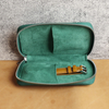 Premium Palm Grain Top-Grain Leather Zip-Around Watch Pouch - Dual-Slot "Double-Door" Design in Forest Green