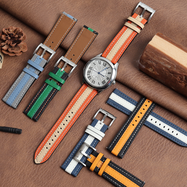 Manufacturer Supply Microfiber Leather&Lambskin Watch Strap 22*20 Mm Tapering Two Piece Of Suede Wrist Band Bracelet Custom OEM