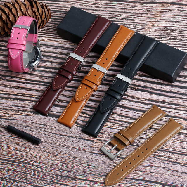 OEM/ODM Watch Band Accessories Wholesale Genuine Top Grain Leather Watch Strap Simple Classic Style Cow Leather Wrist Bracelet