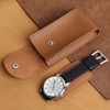 Wholesale Brown Top-Grain Leather Single Watch Pouch – Minimalist Travel Case with Snap Button | CSLWB Wholesale
