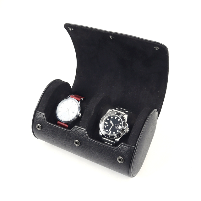 OEM Black Top Grain Genuine Leather Watch Roll From CSLWB Watch Storage Box Factory