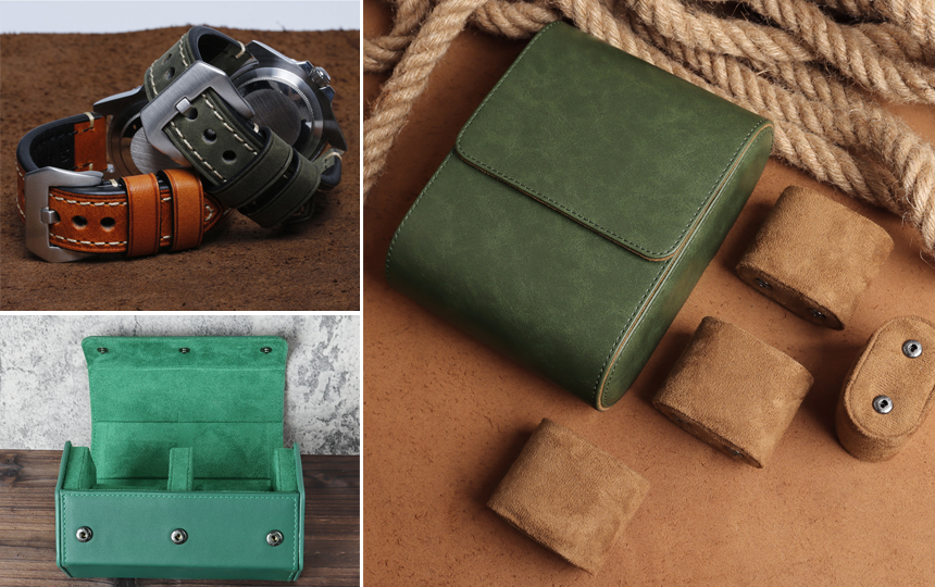 Leather watch Roll Boxes& Pouch and watch strap