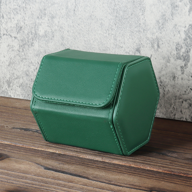 Newest Style Green Top Grain Genuine Leather Watch Roll with 1 Slot/2 Slot/3 Slot Leather Products Factory