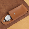Wholesale Brown Top-Grain Leather Single Watch Pouch – Minimalist Travel Case with Snap Button | CSLWB Wholesale