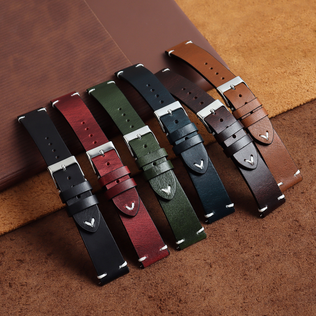 Oil Waxed Top Layer Leather Watch Strap 18/20/22mm