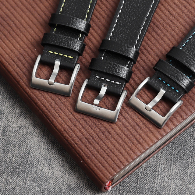 Genuine Full-grain Leather Handmade Stitching Watch Strap Tapering Cow Leather Watch Band Custom OEM ODM Logo Size