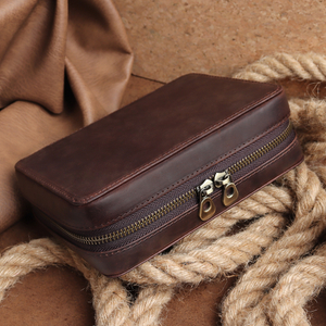 Custom Brown Vintage Leather Watch Box with 4 Slot And Passport Covers From CSLWB Watch Storage Box Manufacturer