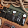 Vintage Oil Wax Leather Watch Pouch Organizer with 4 Slots & Zipper Pocket | Wholesale & OEM