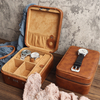 Custom Lockable Leather 2 Watch Travel Case with Combination Lock
