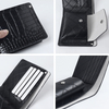 CSLWB Custom Crocodile Pattern Leather Bifold Wallet 11.5x10cm with Coin Pocket