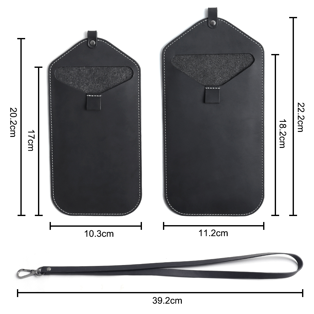 CSLWB Custom Genuine Leather Phone Sleeve with Lanyard - OEM Universal Smartphone Neck Pouch Wholesale