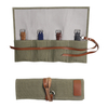 Custom Canvas and Genuine Leather 4 Watch Roll Storage Travel Case with Leather Strap Closure