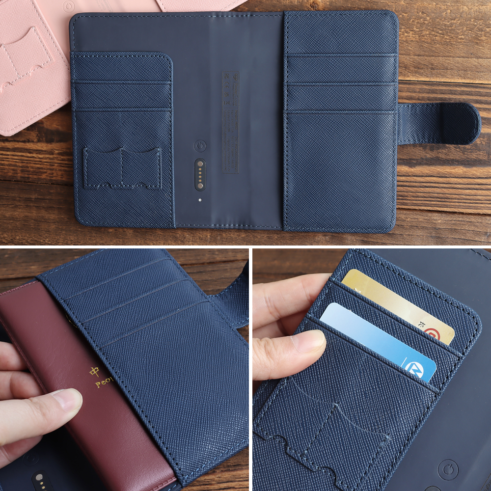 Saffiano Leather Smart Passport Holder Wallet with Snap Closure