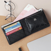 CSLWB Custom Crocodile Pattern Leather Bifold Wallet 11.5x10cm with Coin Pocket