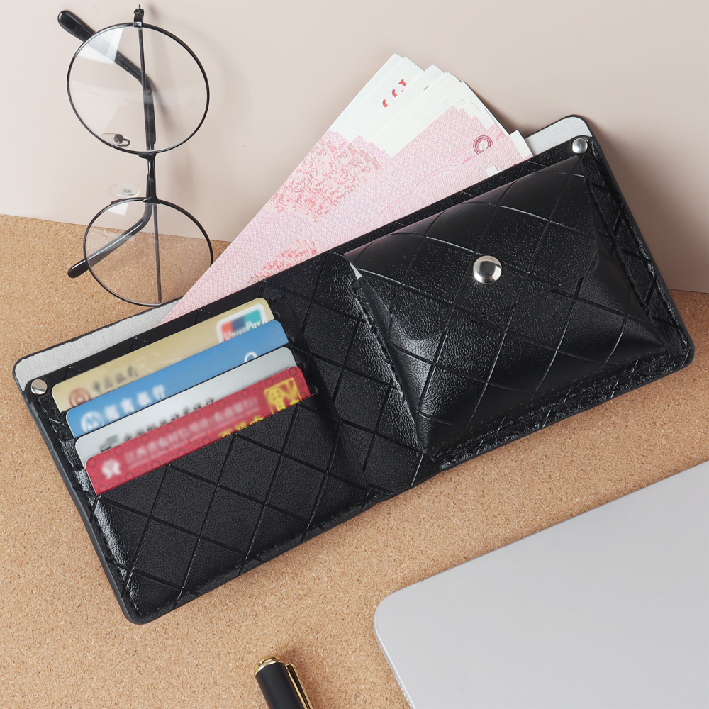 CSLWB Custom Crocodile Pattern Leather Bifold Wallet 11.5x10cm with Coin Pocket