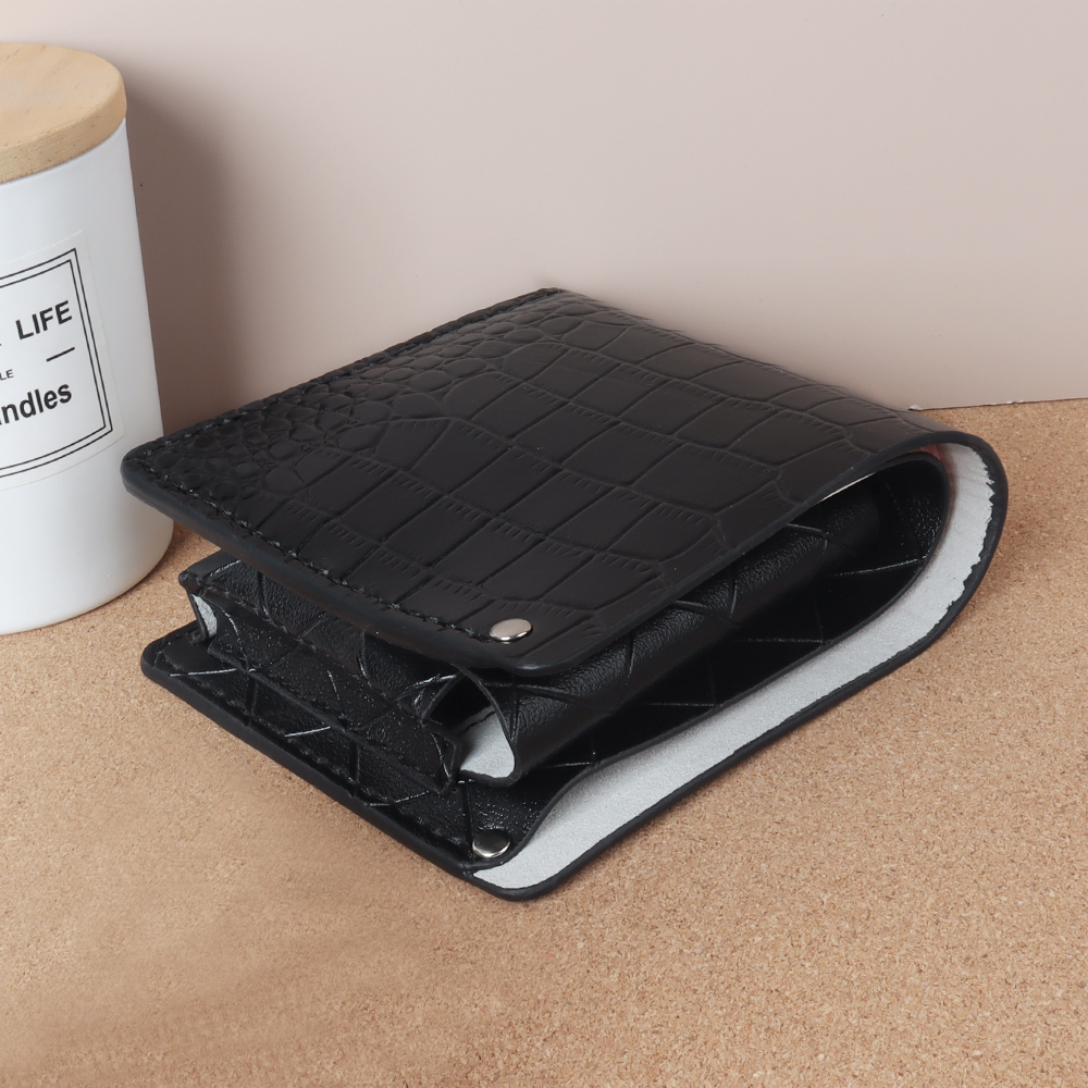 CSLWB Custom Crocodile Pattern Leather Bifold Wallet 11.5x10cm with Coin Pocket