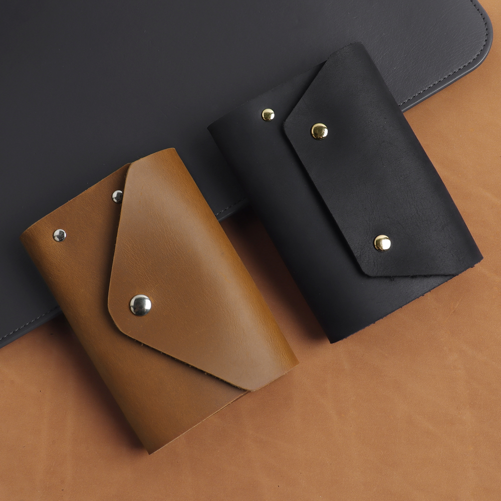 Custom Genuine Leather Key Case Organizer Wallet with Manicure Tool Slots