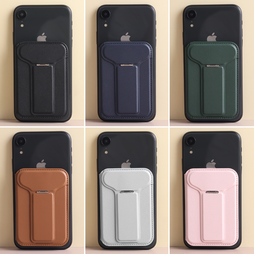 Custom Bifold MagSafe Leather Wallet with Metal Hinge Stand & Dual Card Slots for iPhone 14-18 (9.9x6.7cm)