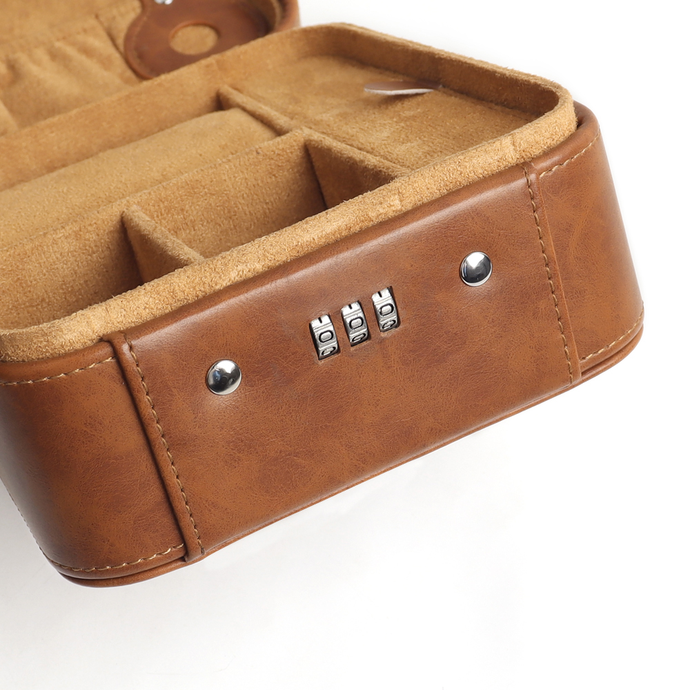 Custom Lockable Leather 2 Watch Travel Case with Combination Lock