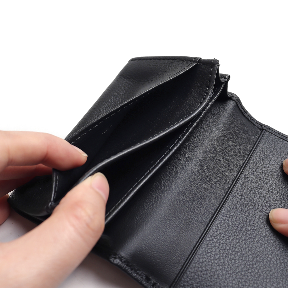 Custom Pebble Grain Leather Bifold Business Card Wallet OEM Wholesale