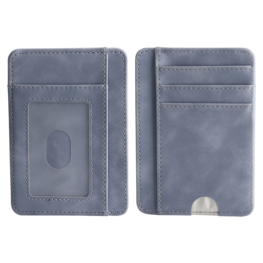 Custom Leather Slim ID Card Holder Wallet with Quick Push Slot OEM