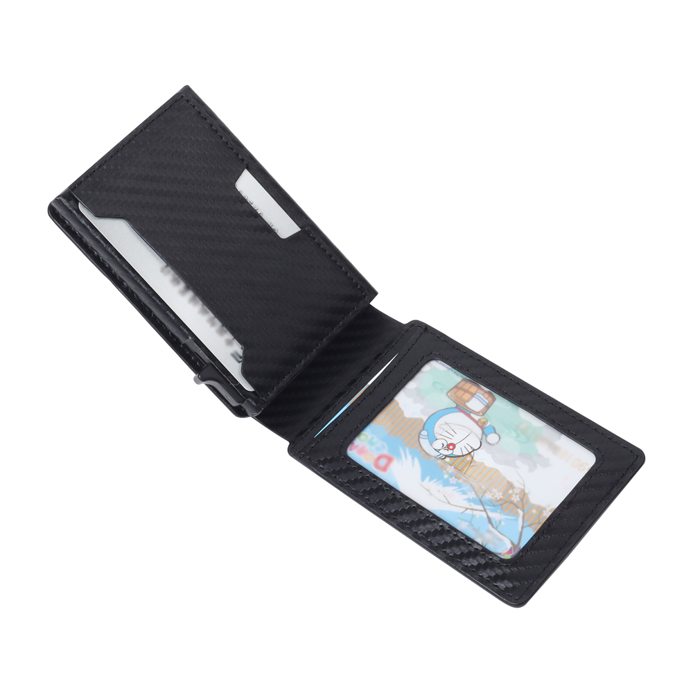 Custom Automatic Pop Up Aluminum Card Holder Leather Wallet OEM