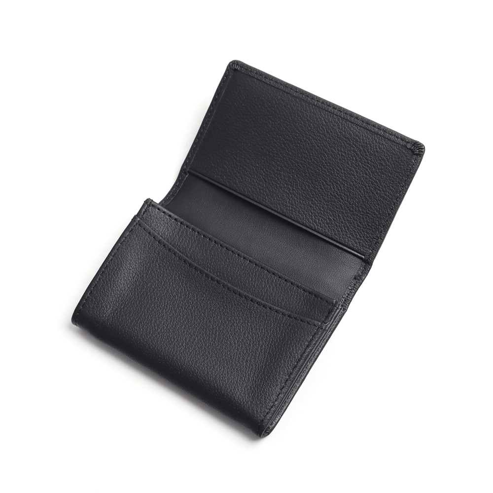Custom Pebble Grain Leather Bifold Business Card Wallet OEM Wholesale