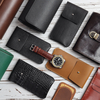 Handmade Genuine Leather Single Watch Travel Pouch with Metal Button Closure
