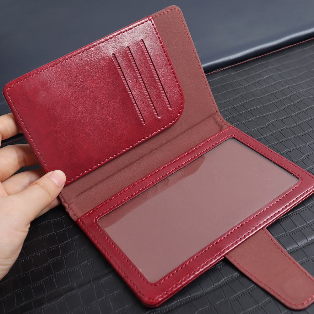 Custom Leather Travel Passport Holder Wallet with Snap Closure OEM