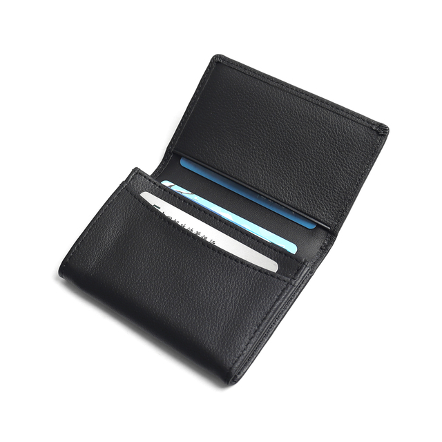 Custom Pebble Grain Leather Bifold Business Card Wallet OEM Wholesale
