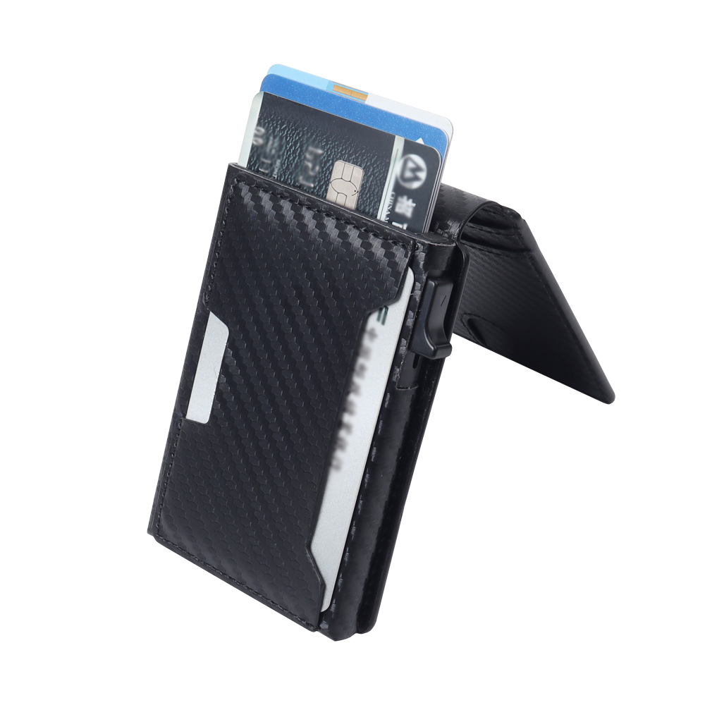 Custom Automatic Pop Up Aluminum Card Holder Leather Wallet OEM