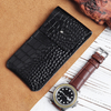 Handmade Genuine Leather Single Watch Travel Pouch with Metal Button Closure