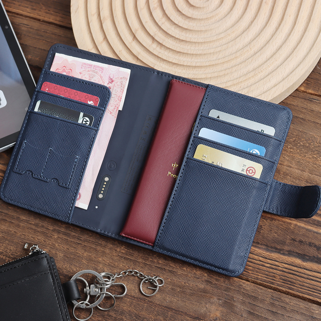 Saffiano Leather Smart Passport Holder Wallet with Snap Closure