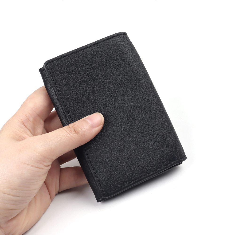 Custom Pebble Grain Leather Bifold Business Card Wallet OEM Wholesale