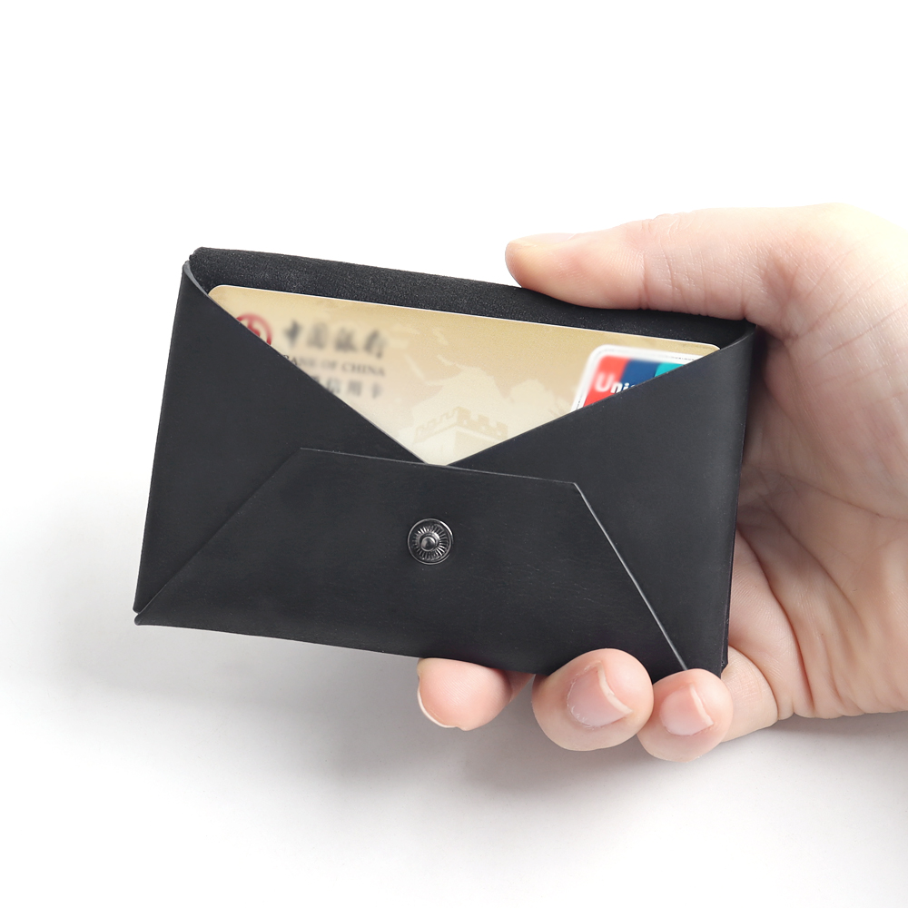 Custom Genuine Leather Envelope Card Holder - Dual Pocket Business Card Case for Wholesale