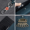 Leather Key Organizer Case with 6 Key Hooks & 3 Card Slots | Flip Key Wallet with Carabiner Clip | Custom OEM Leather Key Holder for Wholesale